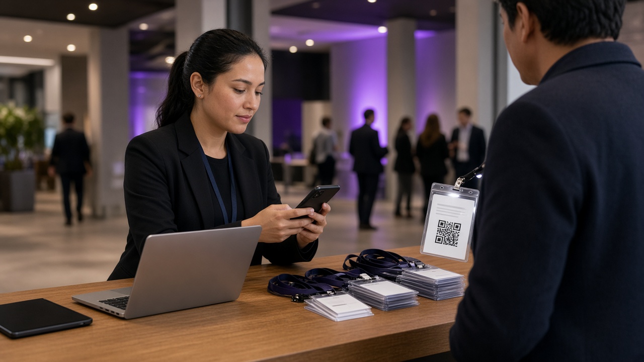Event staff checking in an attendee